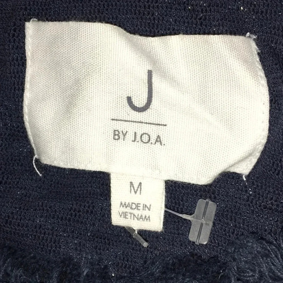 JOA Eyelet Fringe Crochet Tank Top Blouse Blue M - Picture 3 of 4